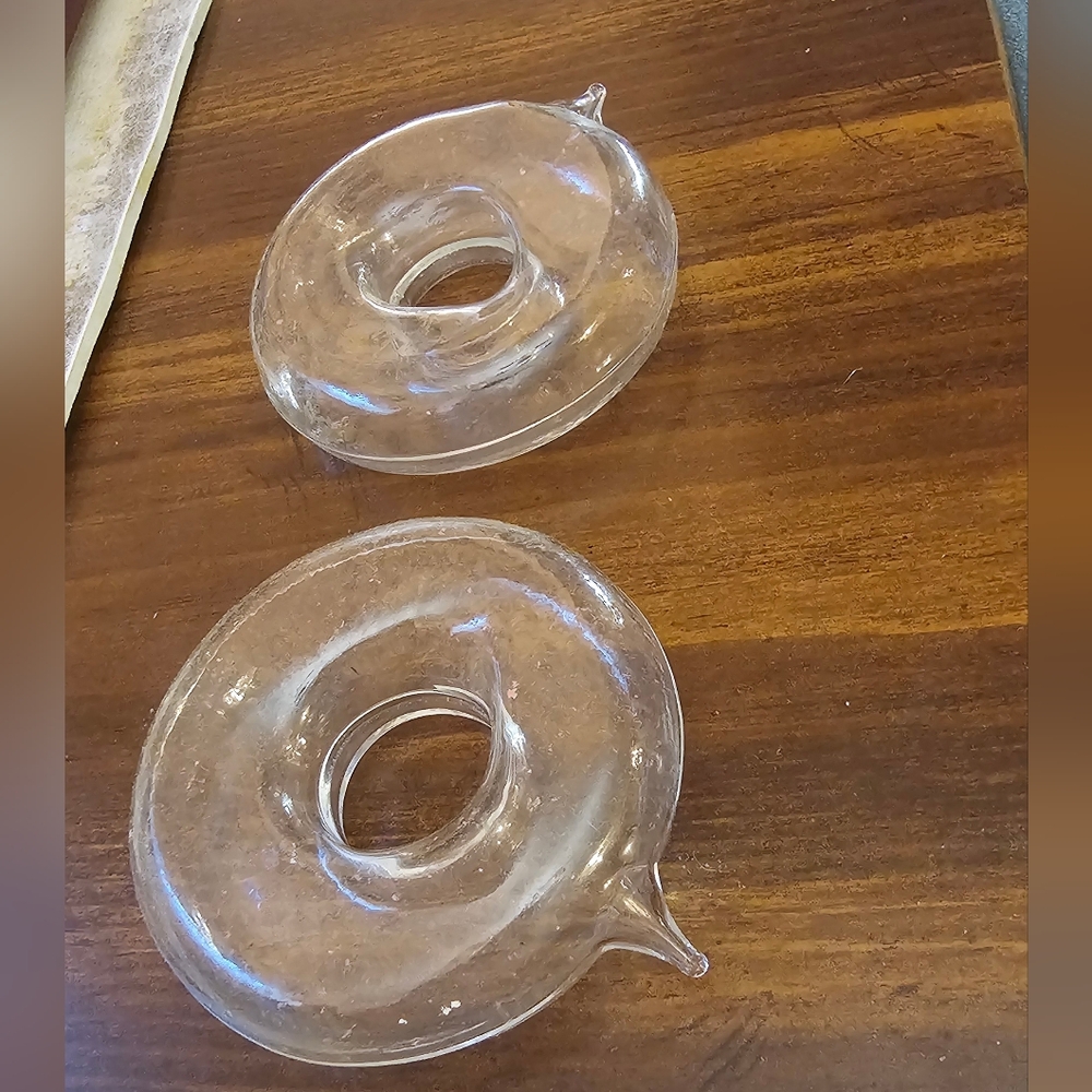 Set of Two Floating Clear Glass Discs For Floral Or Candle Arrangements EUC